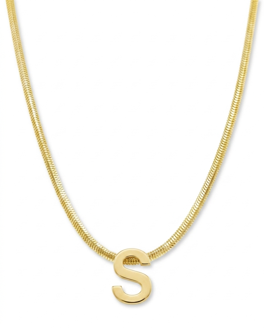 14KT Gold Flate Snake Necklace on model