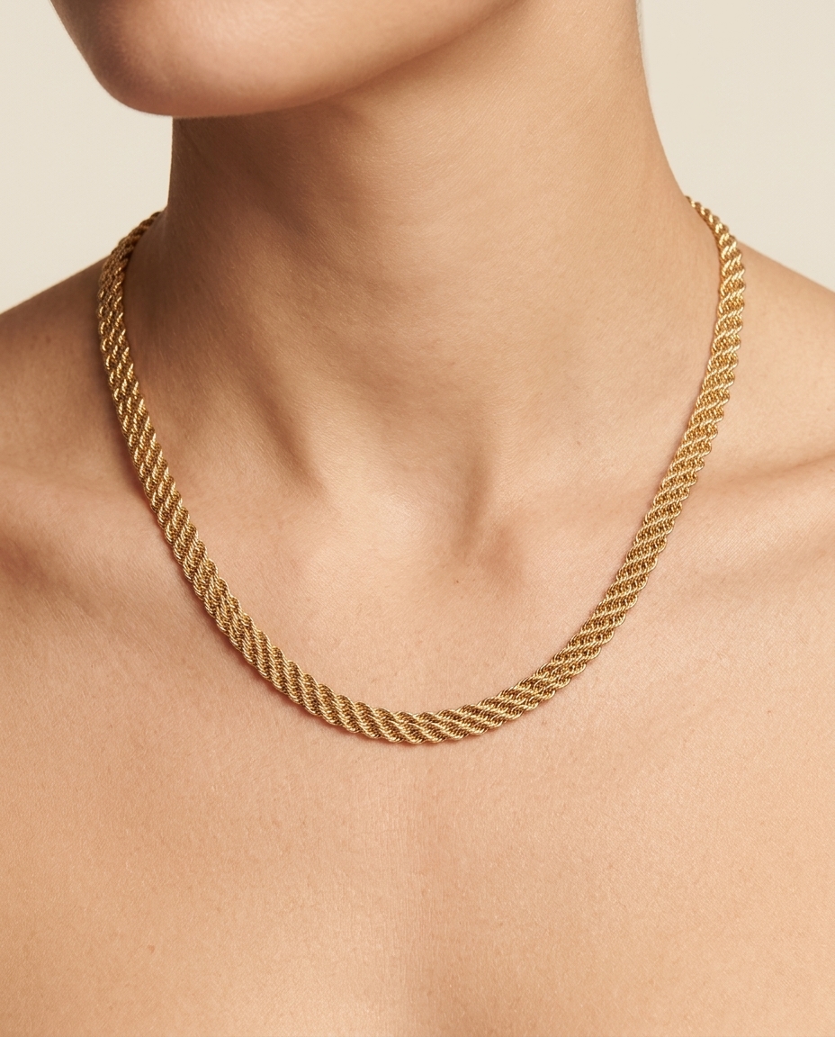 14KT Yellow Gold Necklace on model