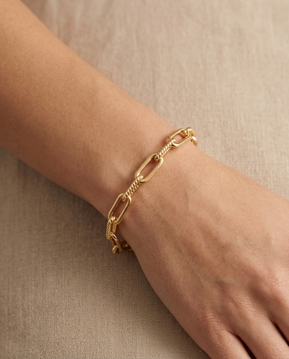 14KT Yellow Gold Bracelet 7.5" on model