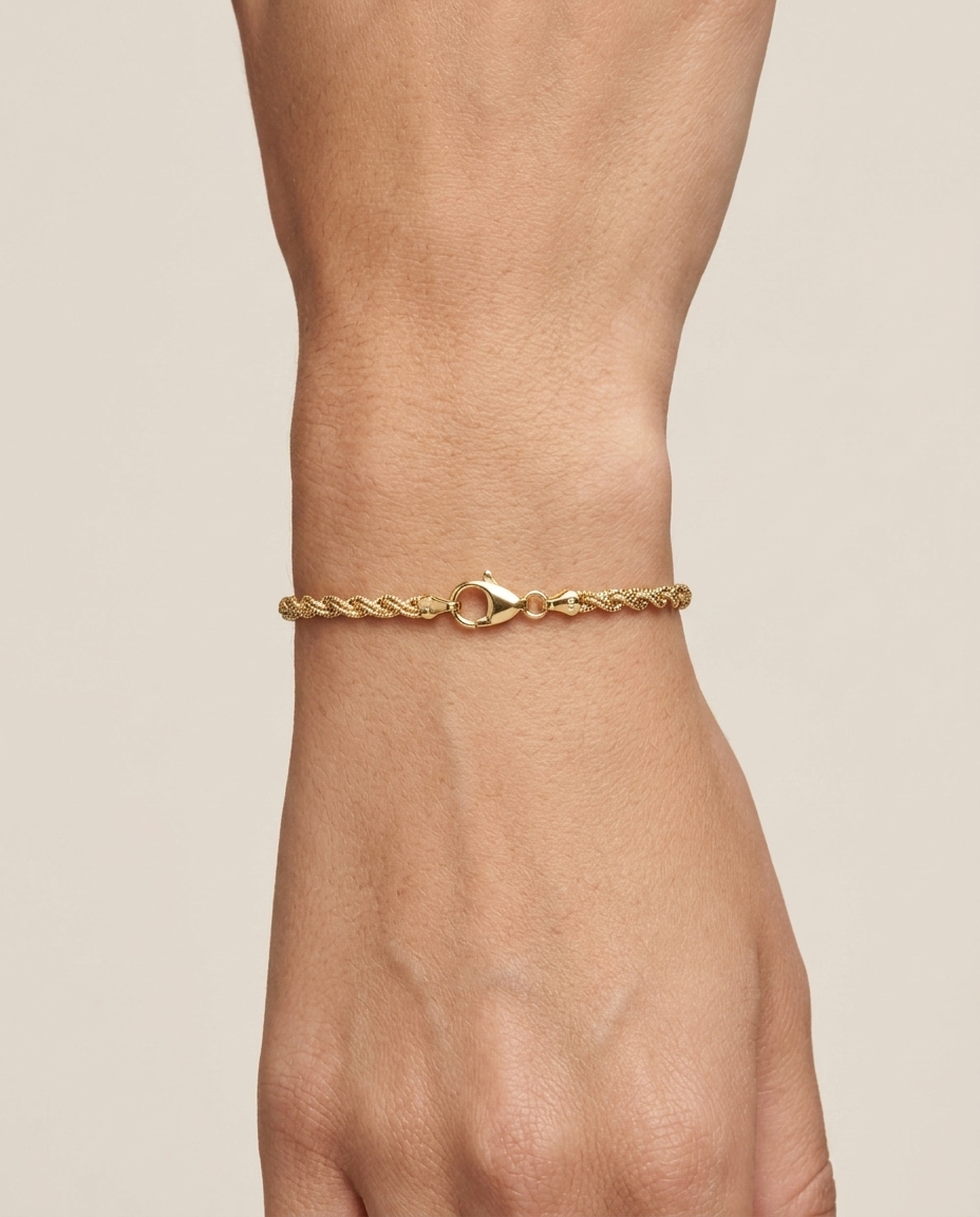 14KT Gold Rope Chain Bracelet on model