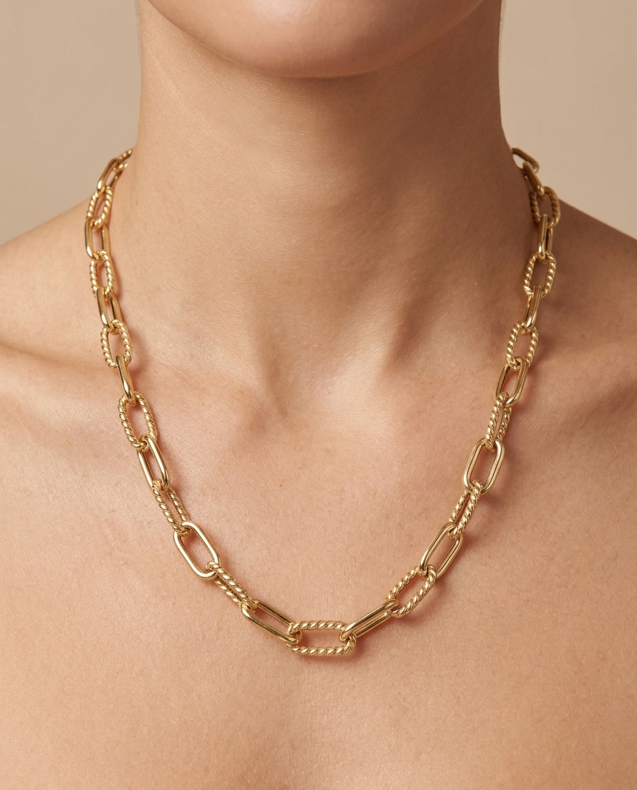 14KT Gold Necklace on model