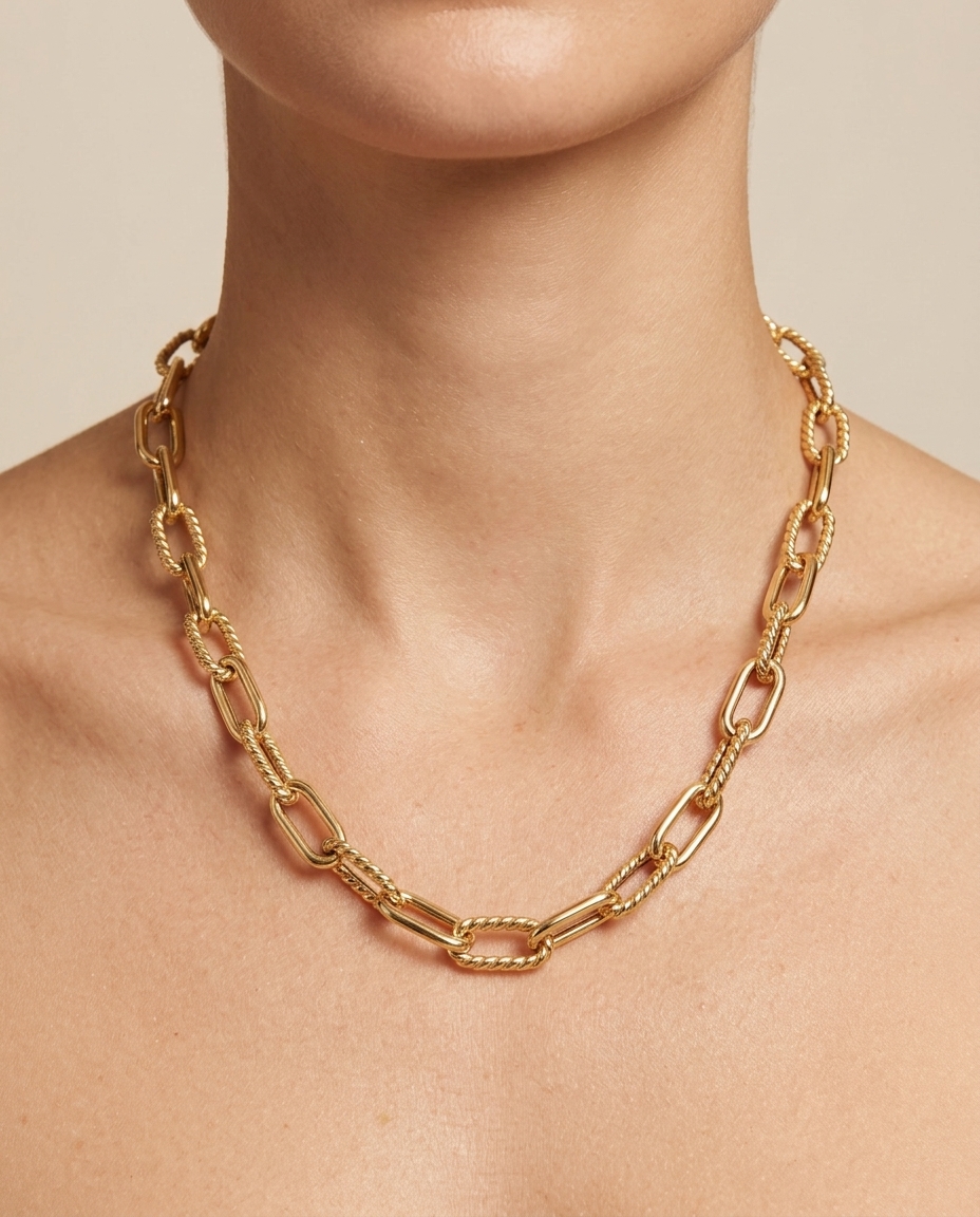 14KT Gold Necklace on model