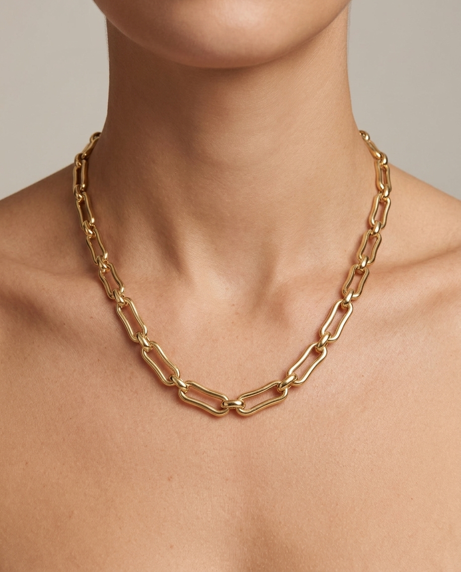 14KT Yellow Gold Necklace on model