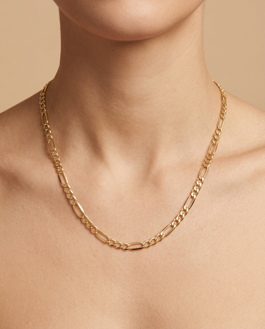 14KT Gold Chain Necklace on model