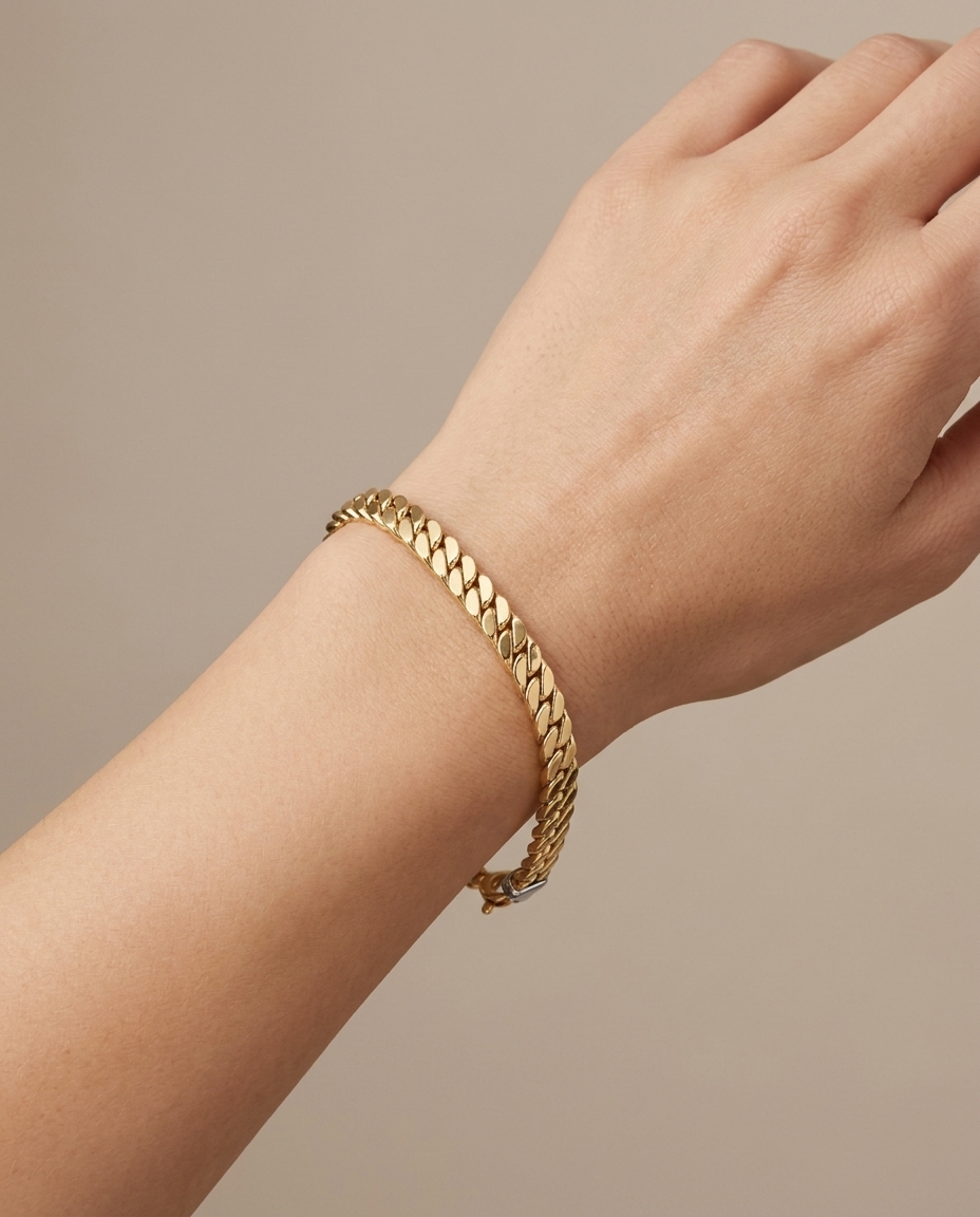 14KT Gold Cuban (6MM) Bracelet on model