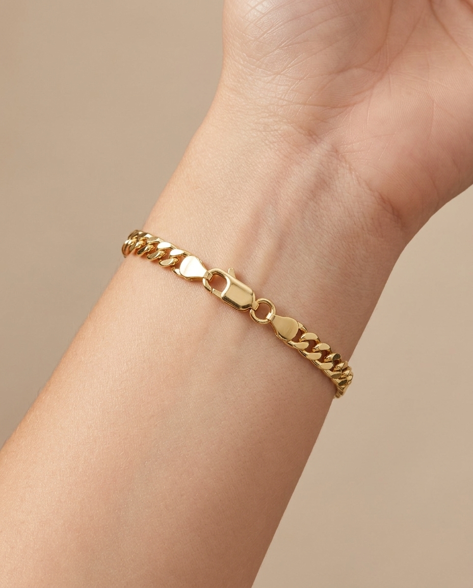 14KT Gold Cuban (4.25MM) Bracelet on model