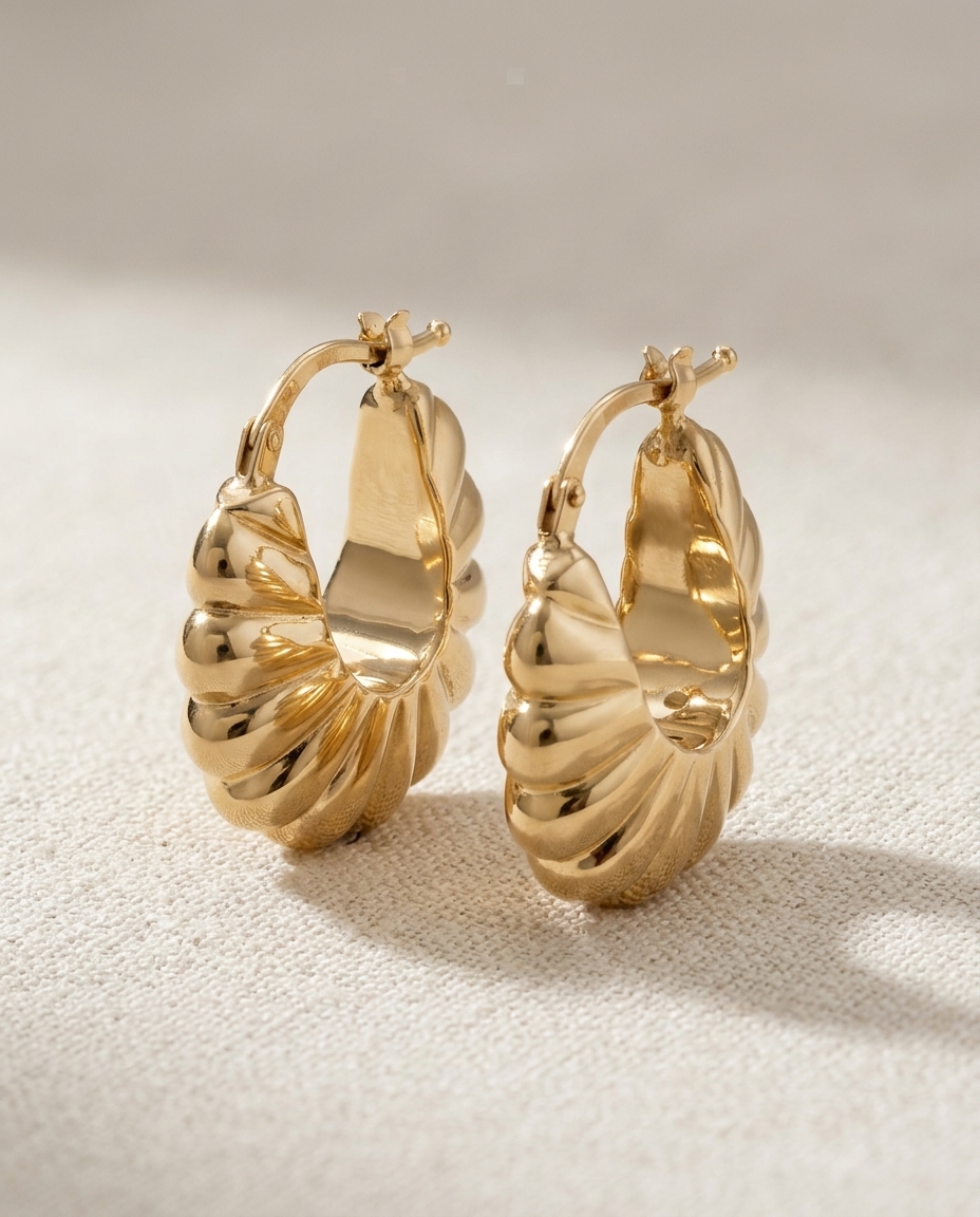 14KT Yellow Gold Earring on model