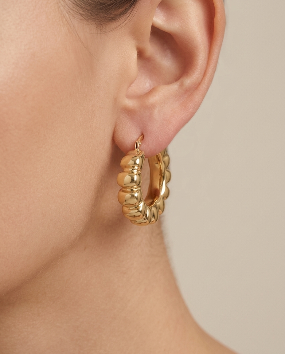 14KT Yellow Gold Earring on model