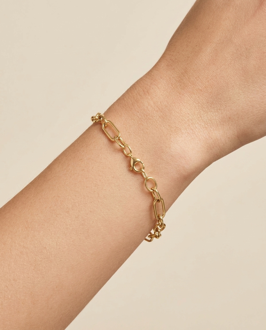 14KT Yellow Gold Bracelet 7" on model