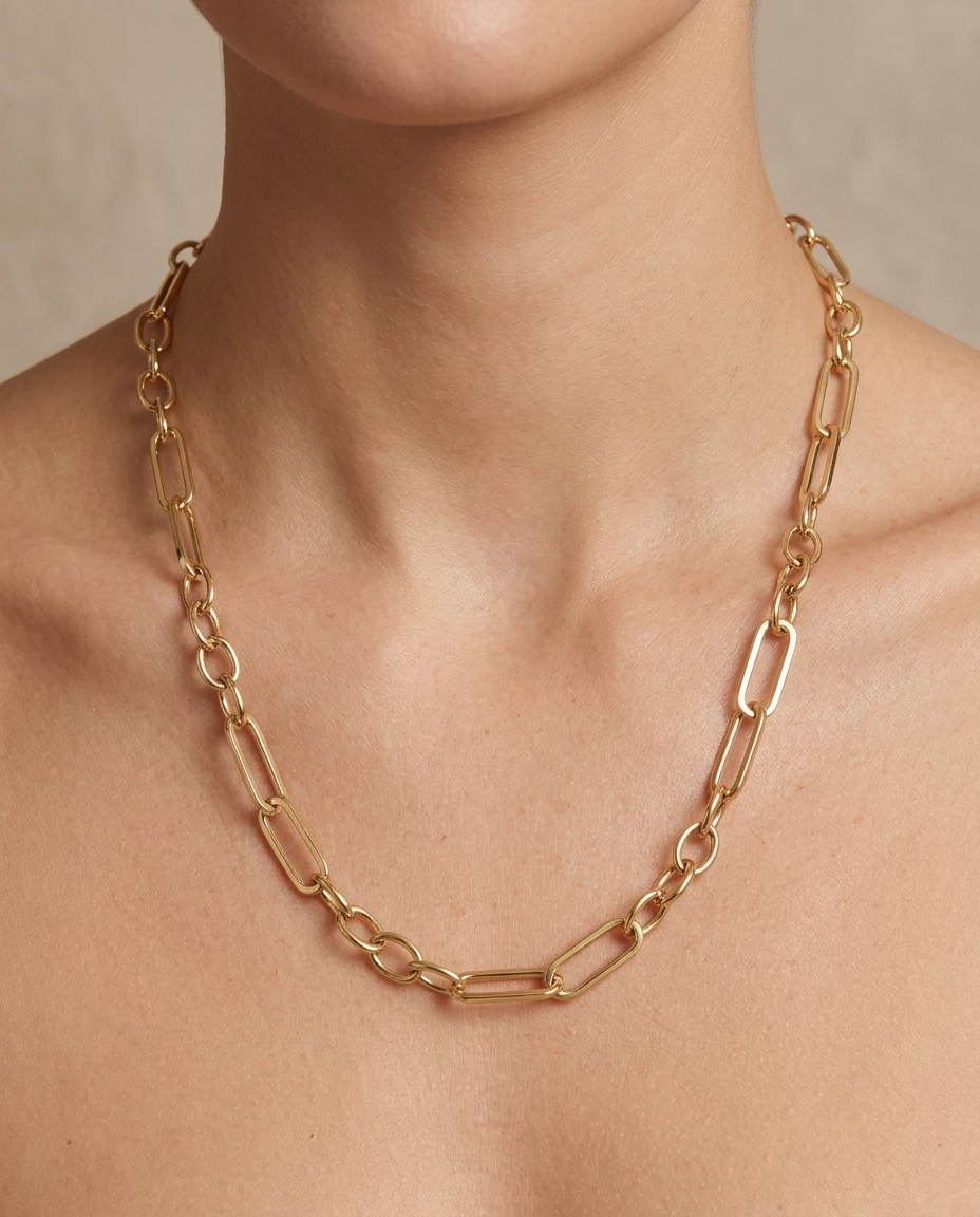 14KT Yellow Gold Necklace on model