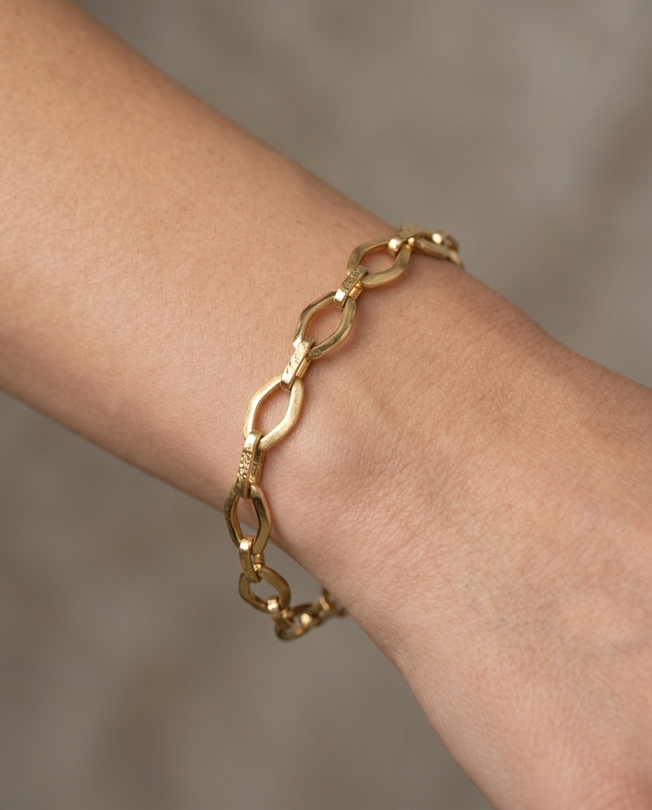 14KT Yellow Gold Bracelet 7" on model