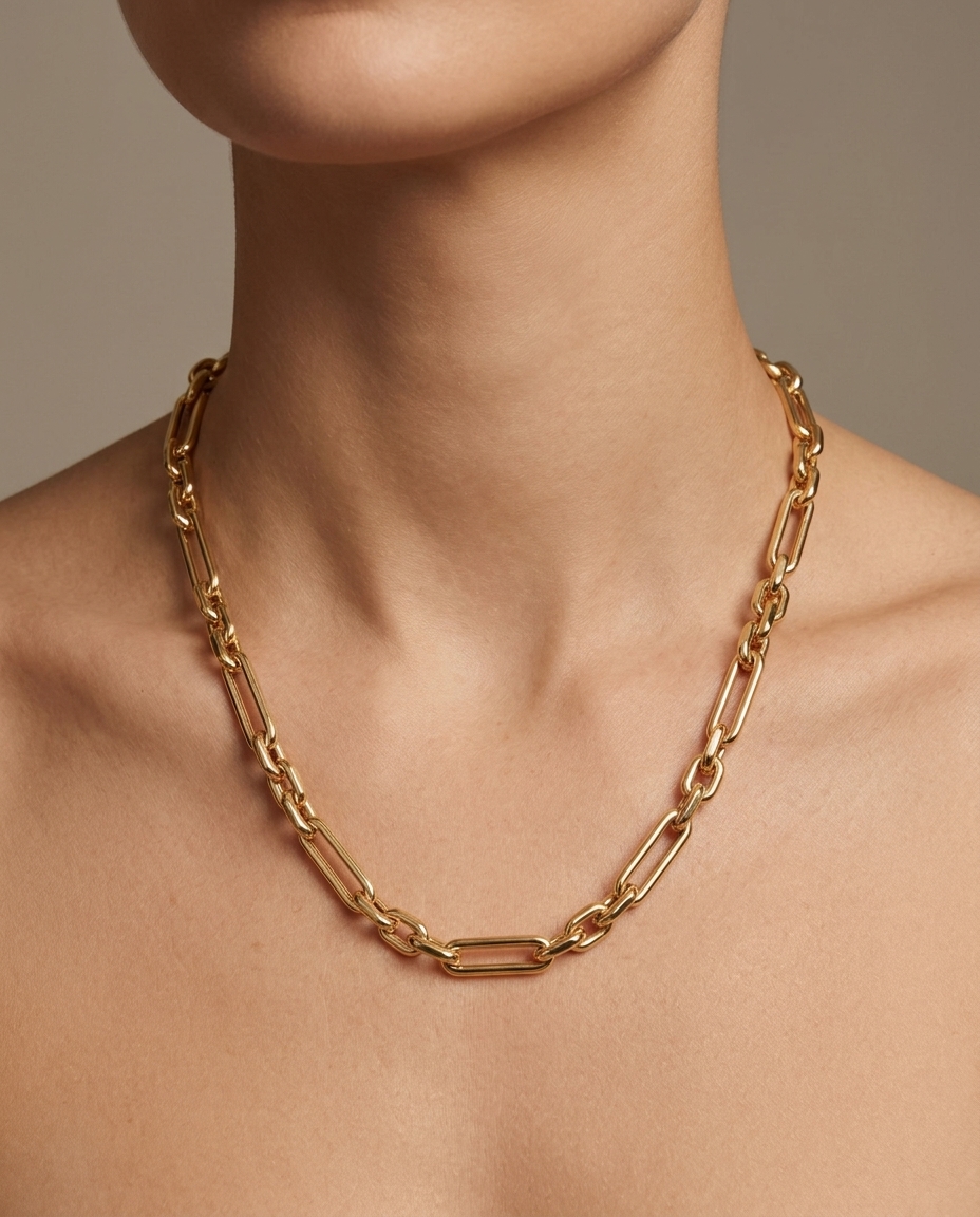 14KT Yellow Gold Necklace on model