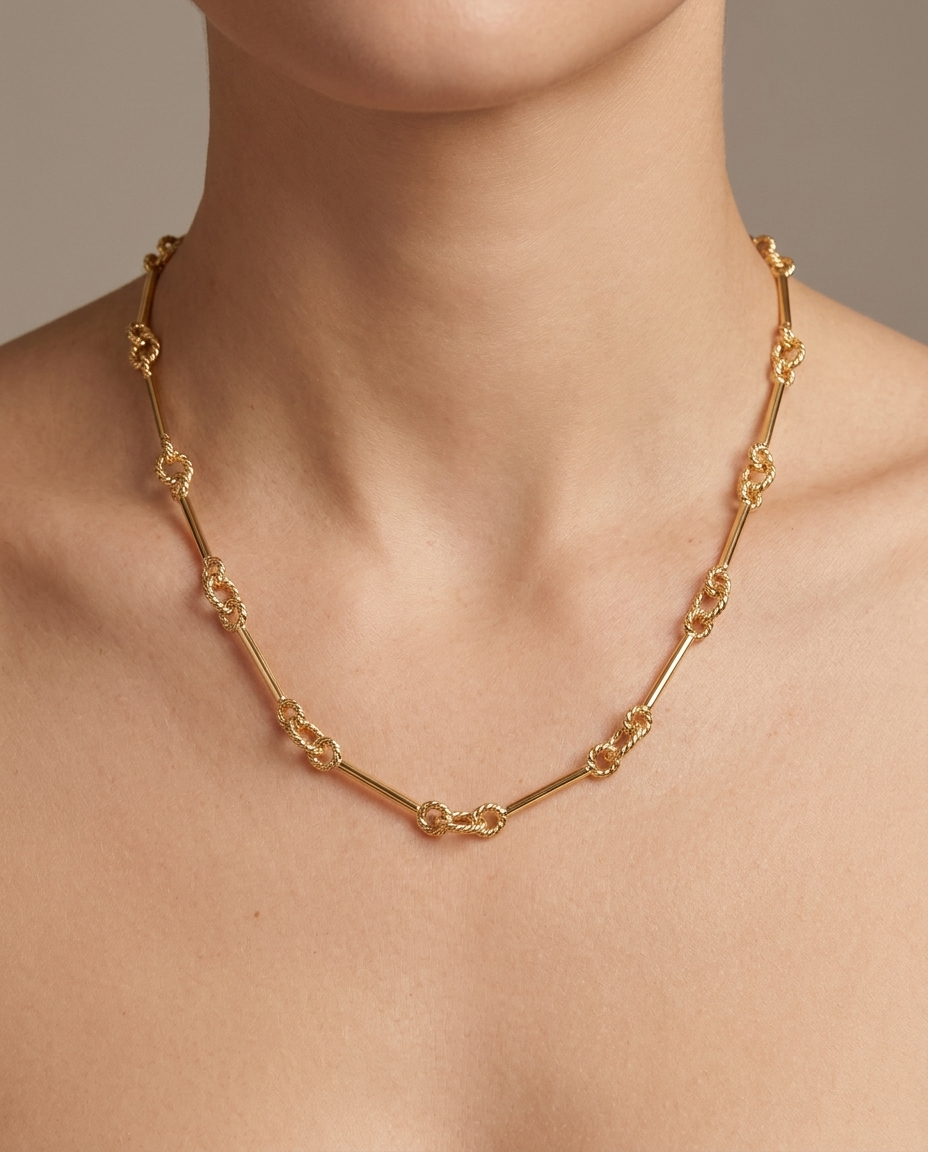 14KT Yellow Gold Necklace on model