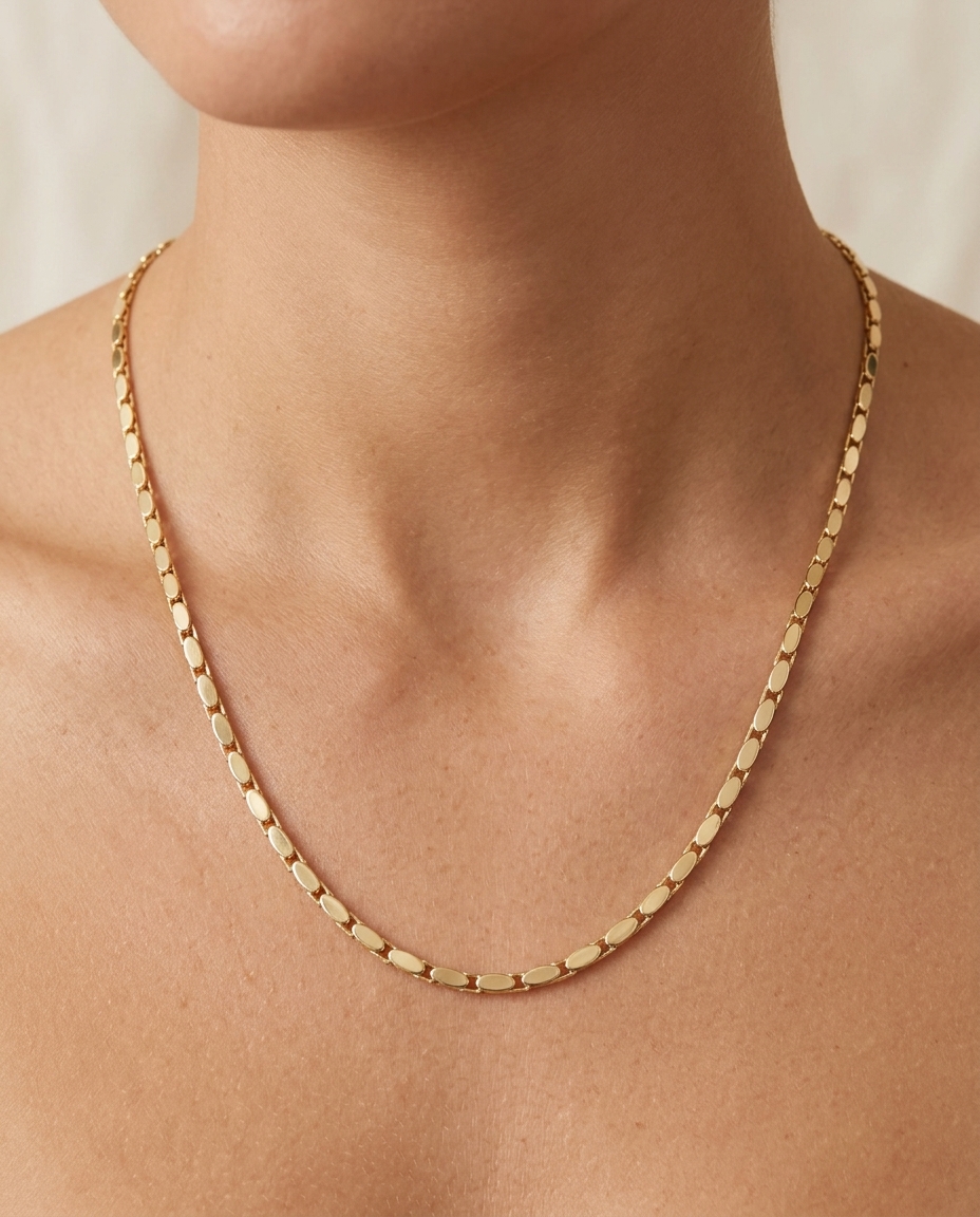14KT Gold Necklace on model