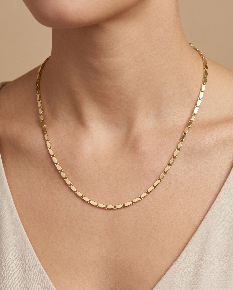 14KT Gold Necklace on model