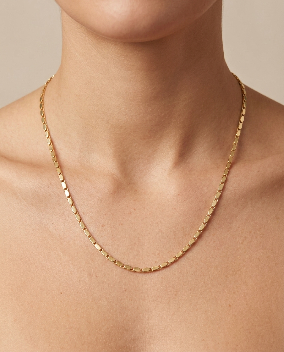 14KT Gold Necklace on model
