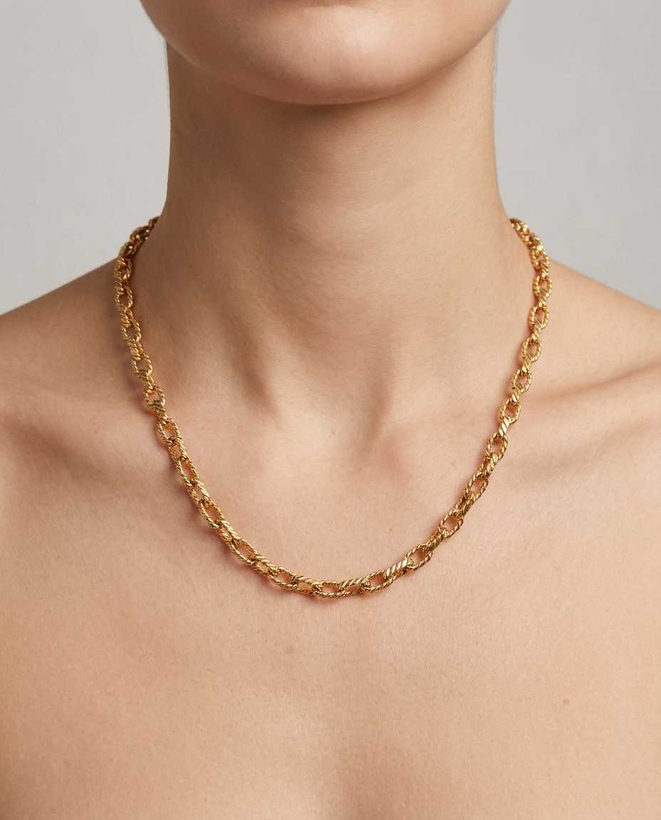 14KT Yellow Gold Necklace on model