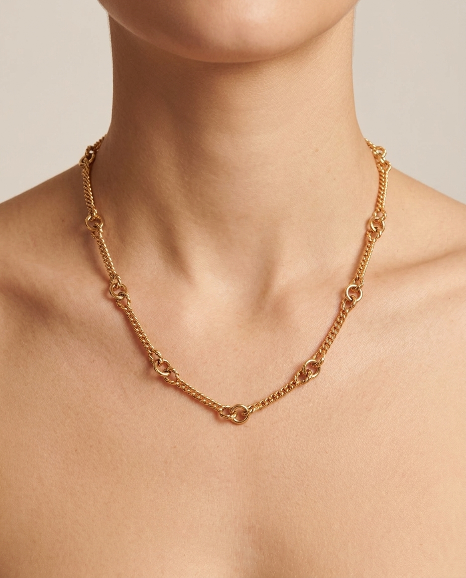 14KT Yellow Gold Necklace on model