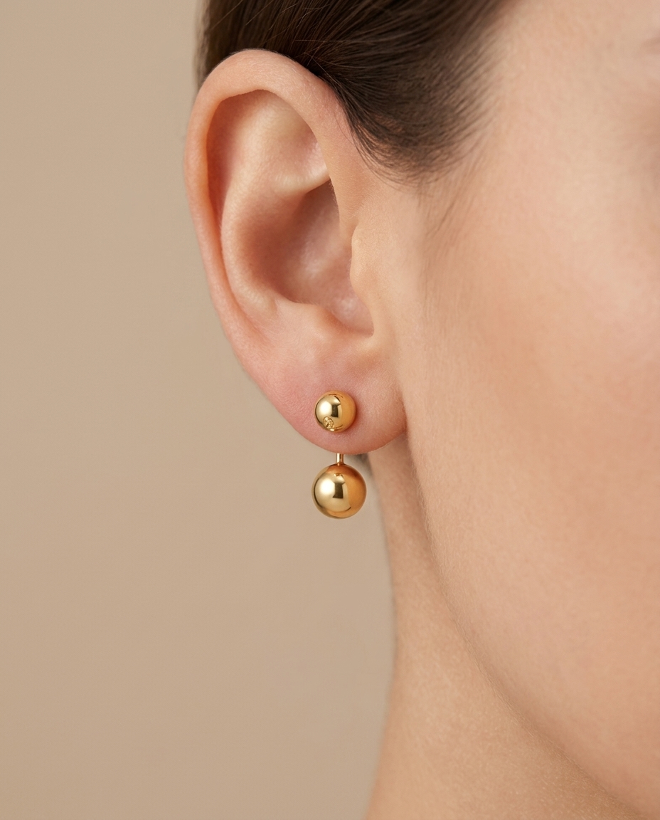 Ball Earring in Yellow Gold on model