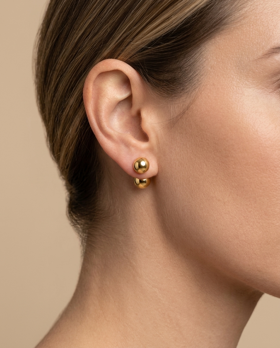 Ball Earring in Yellow Gold on model