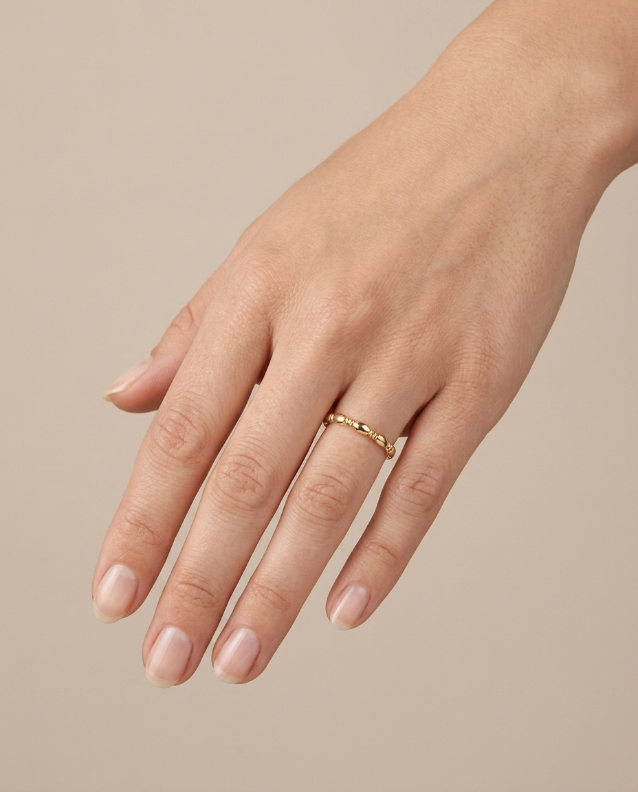 Plain Ring in Yellow Gold on model