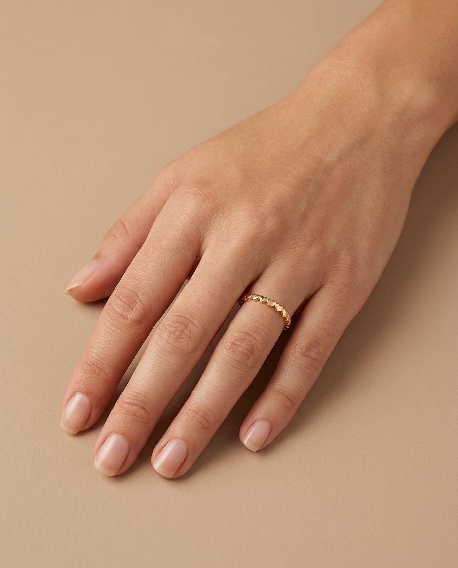 Plain Ring in Yellow Gold on model