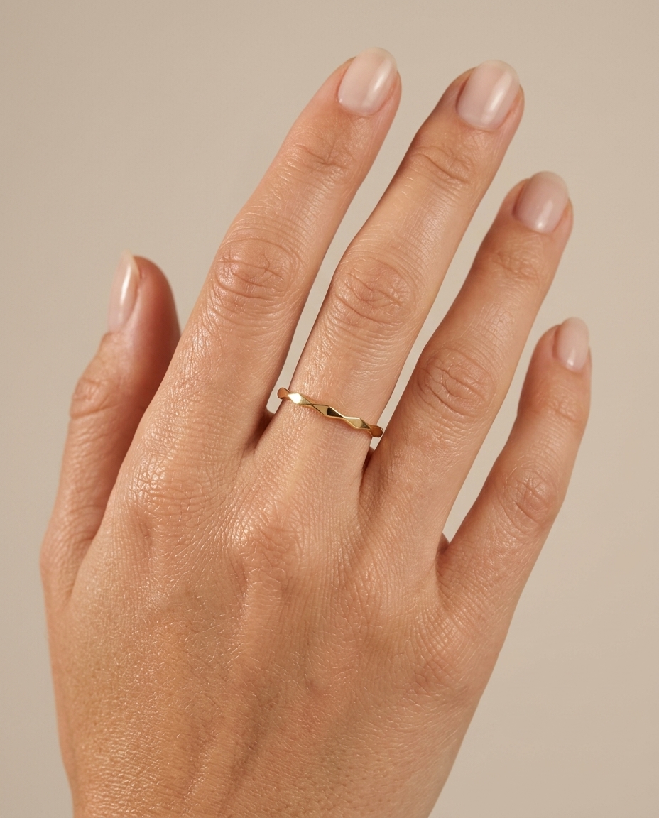 Plain Ring in Yellow Gold on model