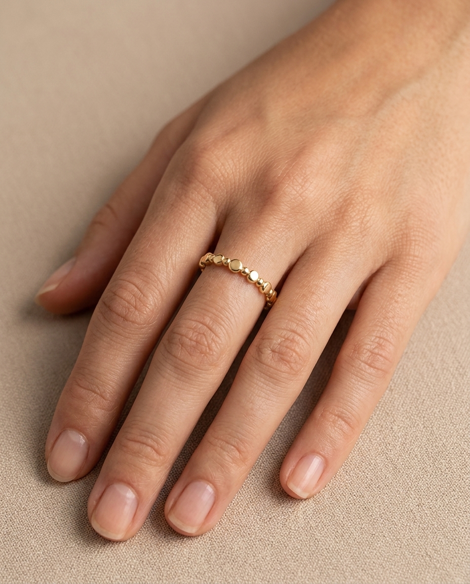Plain Ring in Yellow Gold on model