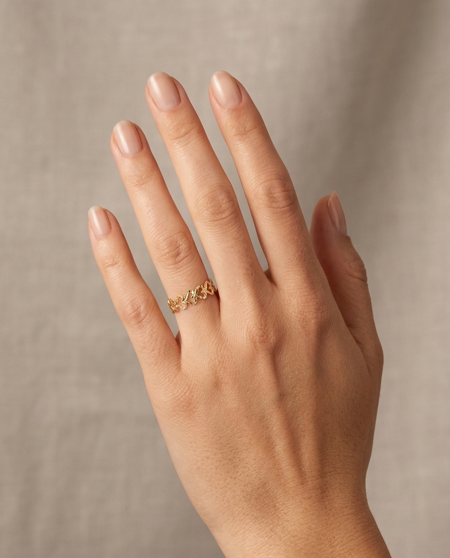 Plain Ring in Yellow Gold on model