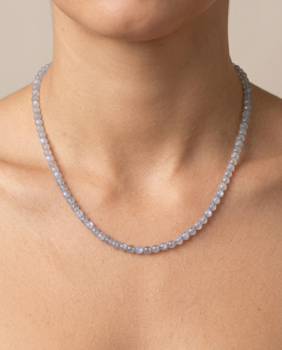 Labradorite Beaded Necklace on model